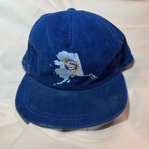 VTG Seward Alaska Corduroy Hat Blue Snapback Sportcap AK OS OSFA City Cap Kenai